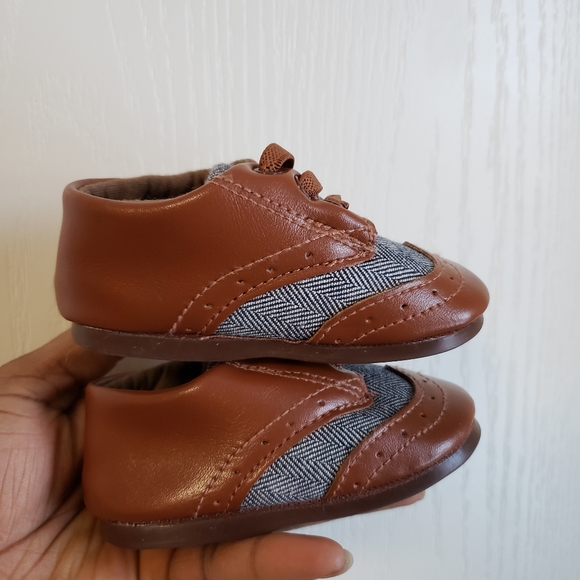 Brown Baby Leather Canvas Rubber Sole Shoe - Picture 10 of 15